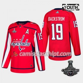 Camisola Washington Capitals Nicklas Backstrom 19 2018 Stanley Cup Champions Adidas Vermelho Authentic - Criança